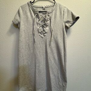 J. Crew Gray Lace-Up Tee